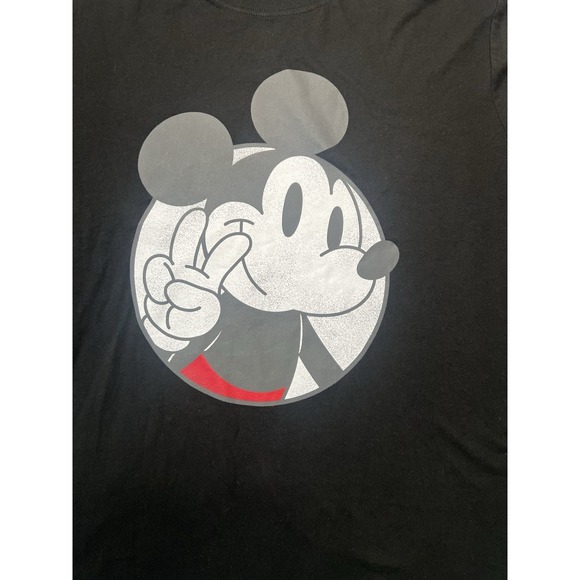 Disney Gap Mickey Mouse Black Tee Shirt Peace Sign Large Excellent Condition - Picture 1 of 5